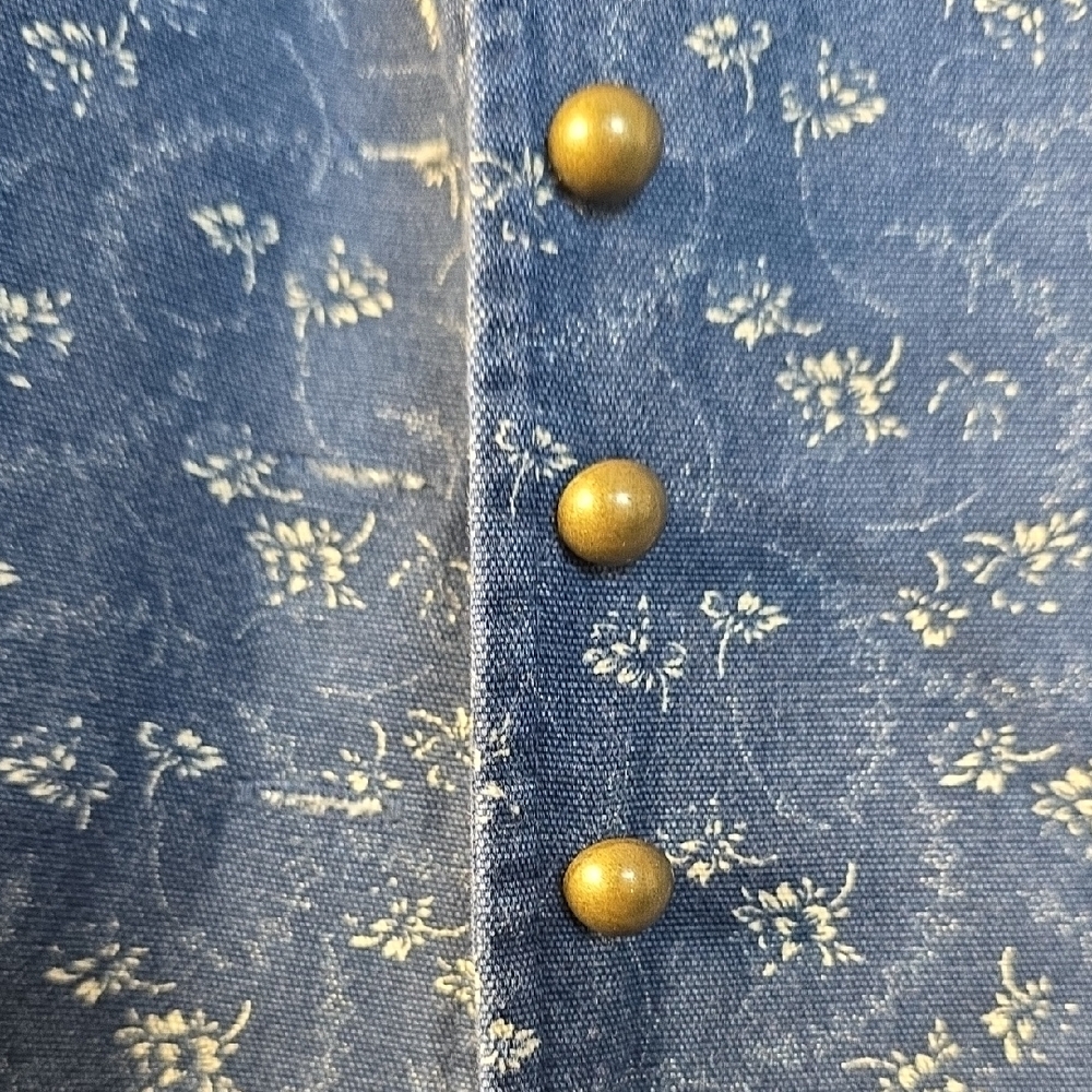 Lauren Ralph Lauren Blue Floral Jean Jacket Vintage Gold Tone Button XL - Picture 4 of 14